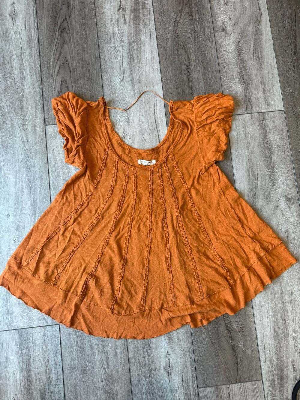 Free People We The Free Star Scoop Neck Puff Sleeve Top S